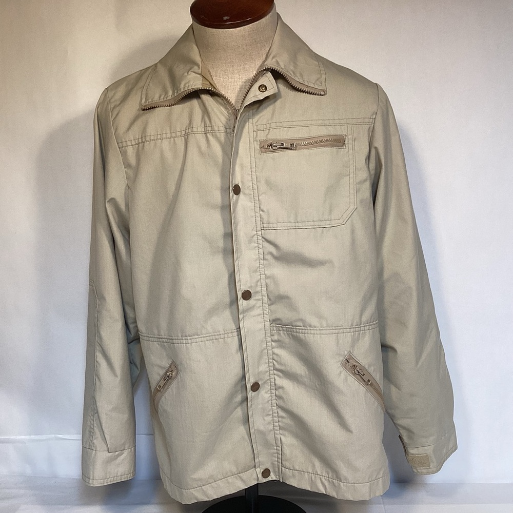 Vintage 70s Woolrich Men's Beige Lightweight safari Jacket size Large